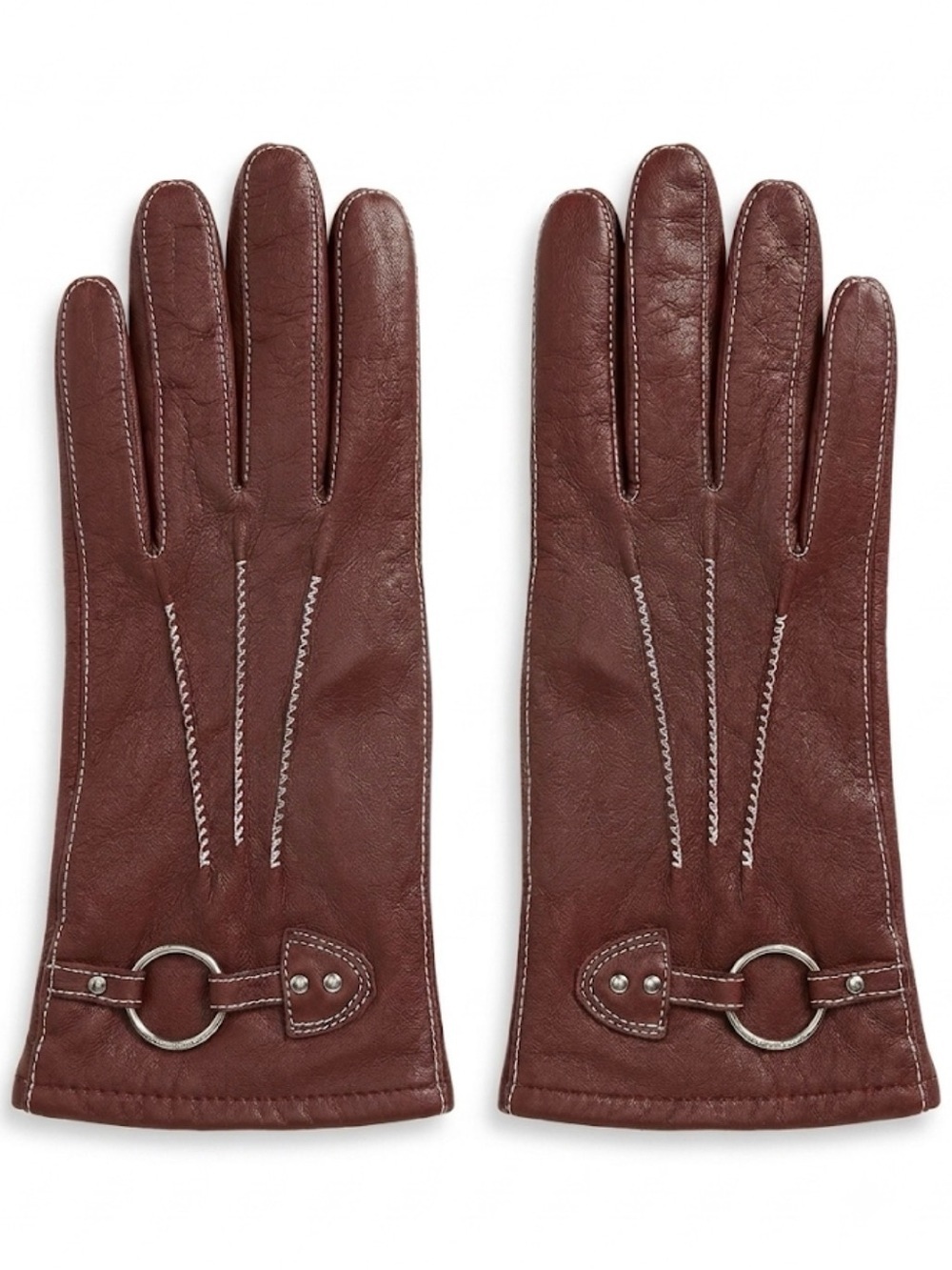 Nordstrom Leather Equestrian Driving Gloves - Burgundy Oxblood Lined